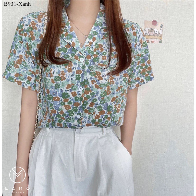 Áo sơ mi nữ tay ngắn vải lụa mango mềm mượt LAMO-B931