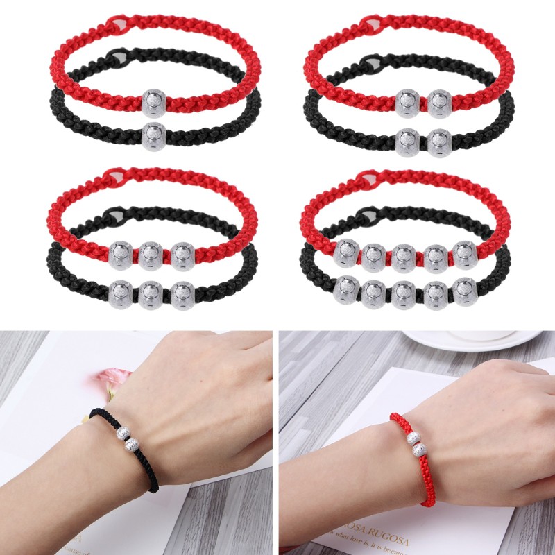 Set 2 vòng tay may mắn màu đỏ/đen