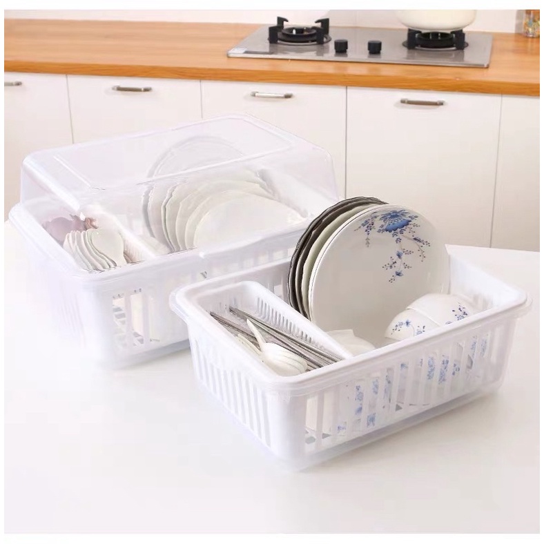 Khay úp chén bát thìa đũa bình sữa cho bé ăn dặm hàng nội địa Trung cao cấp có nắp đậy