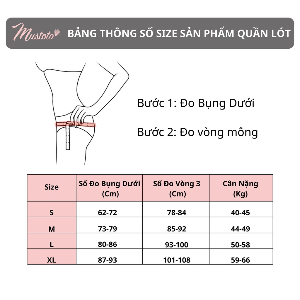 Quần Lót Nữ Lưng Vừa Trơn Phối Ren (Mustoto MQ46)