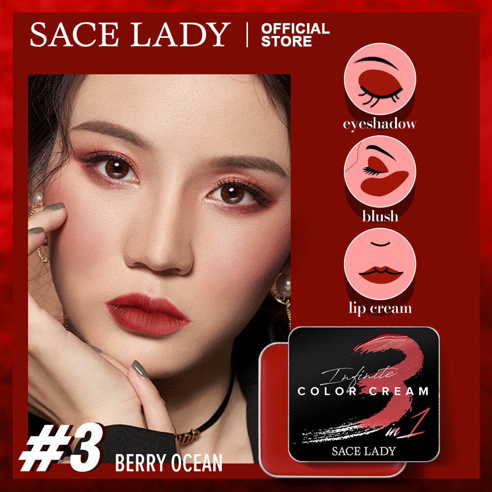 Kem trang điểm SACE LADY 8g/0.28Oz dòng Infinite 3 trong 1 làm má hồng/ son môi/ phấn mắt chuyên dụng | BigBuy360 - bigbuy360.vn