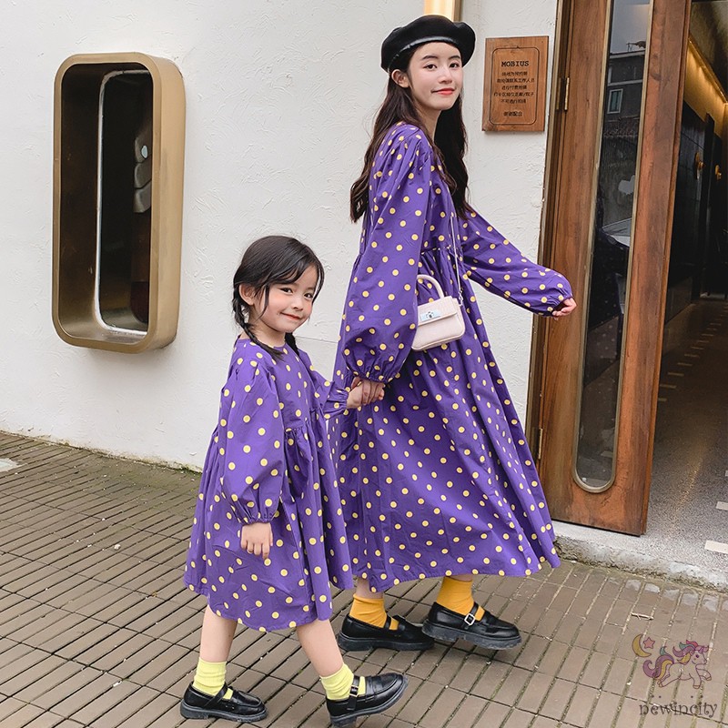 Đầm Chất Liệu Vải Cotton Hoạ Tiết Chấm Bi Dễ Thương Cho Bé