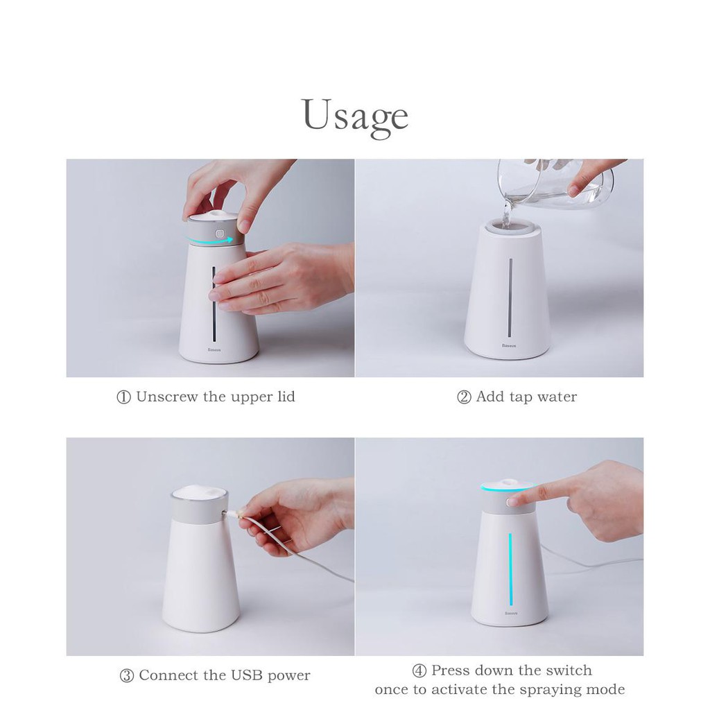 Máy Phun Sương Đa Năng Tạo Độ Ẩm Chăm Sóc Da Thương Hiệu Cao Cấp Baseus H380ml Dùng Trong Phòng Ngủ, Văn Phòng, Ô Tô
