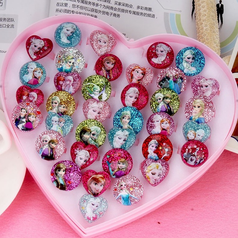 🔥HOT🔥 Hộp 50/36 Nhẫn Nhựa Công Chúa Elsa, Anna, Bạch Tuyết, Tóc Mây, Sofia, Tiên cá, Kitty, Ngựa Pony, Kitty...