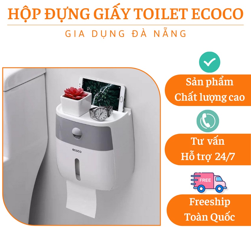 Hộp đựng giấy toilet Ecoco  MẪU MỚI  hộp đựng giấy thiết ké 2 ngăn kéo nhỏ đựng đồ, phía trên dùng để kê điện thoại