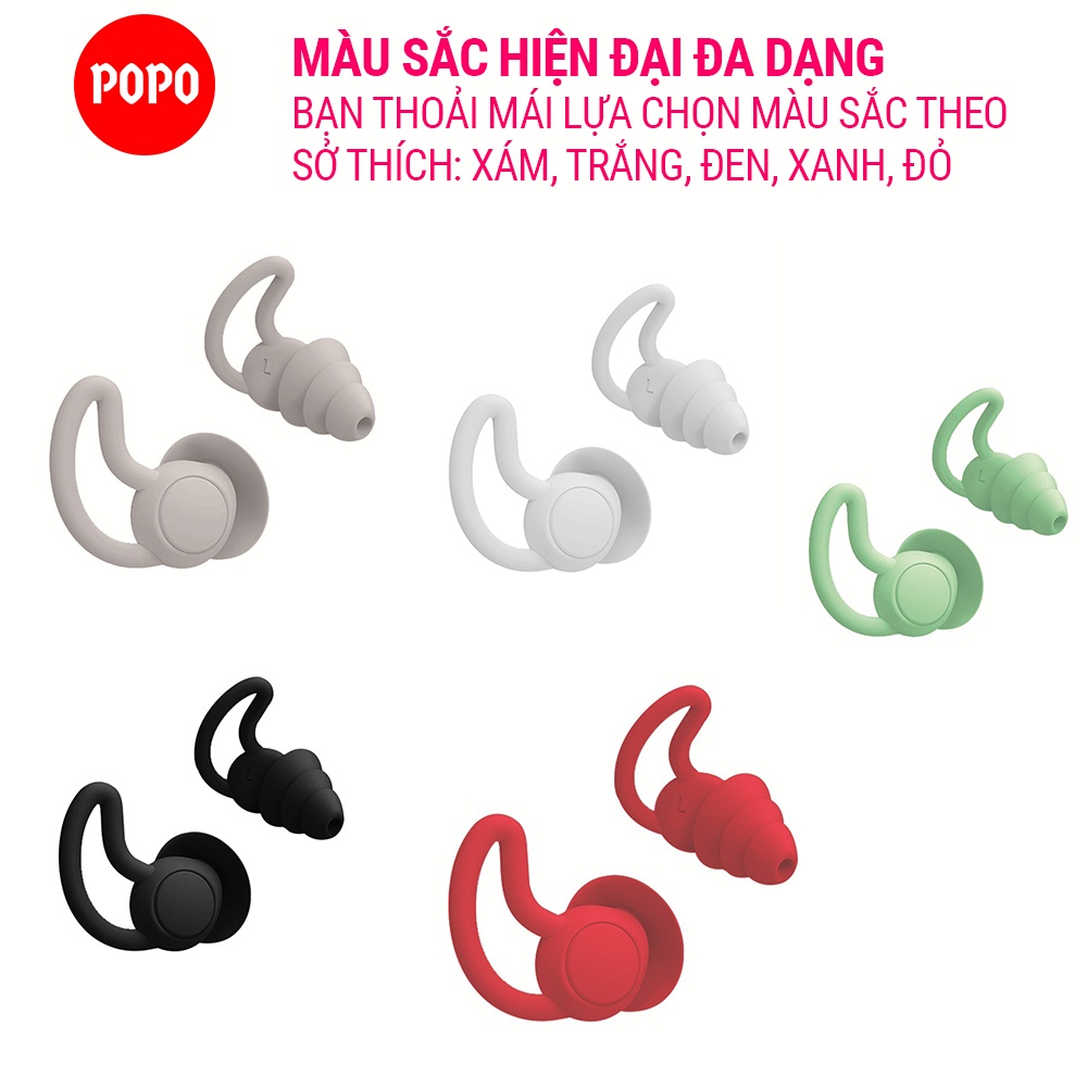 Nút bịt tai chống ồn khi ngủ, Bộ 2 cái ba tầng lọc âm bảo vệ tai POPO chất liệu silicone êm ái dễ chịu