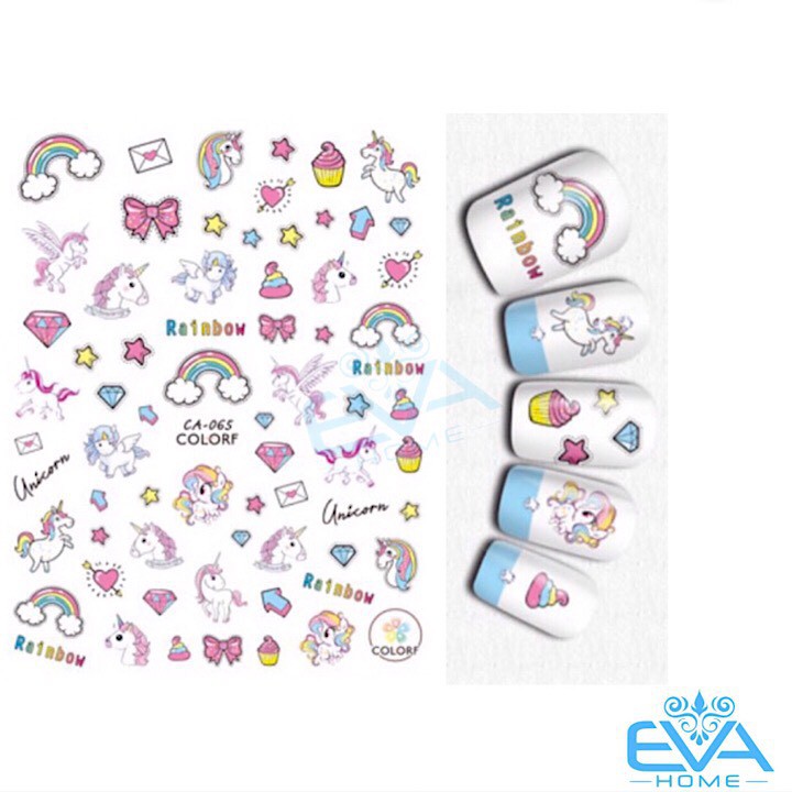 Decal Dán Móng Tay 3D Nail Sticker Tráng Trí Hoạ Tiết Ngựa Hồng Pony CA065