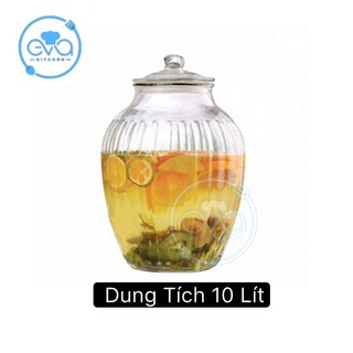 Bình Ngâm Thủy Tinh 10 Lít Dáng Chum Hoạ Tiết Trái Bí 217 10L