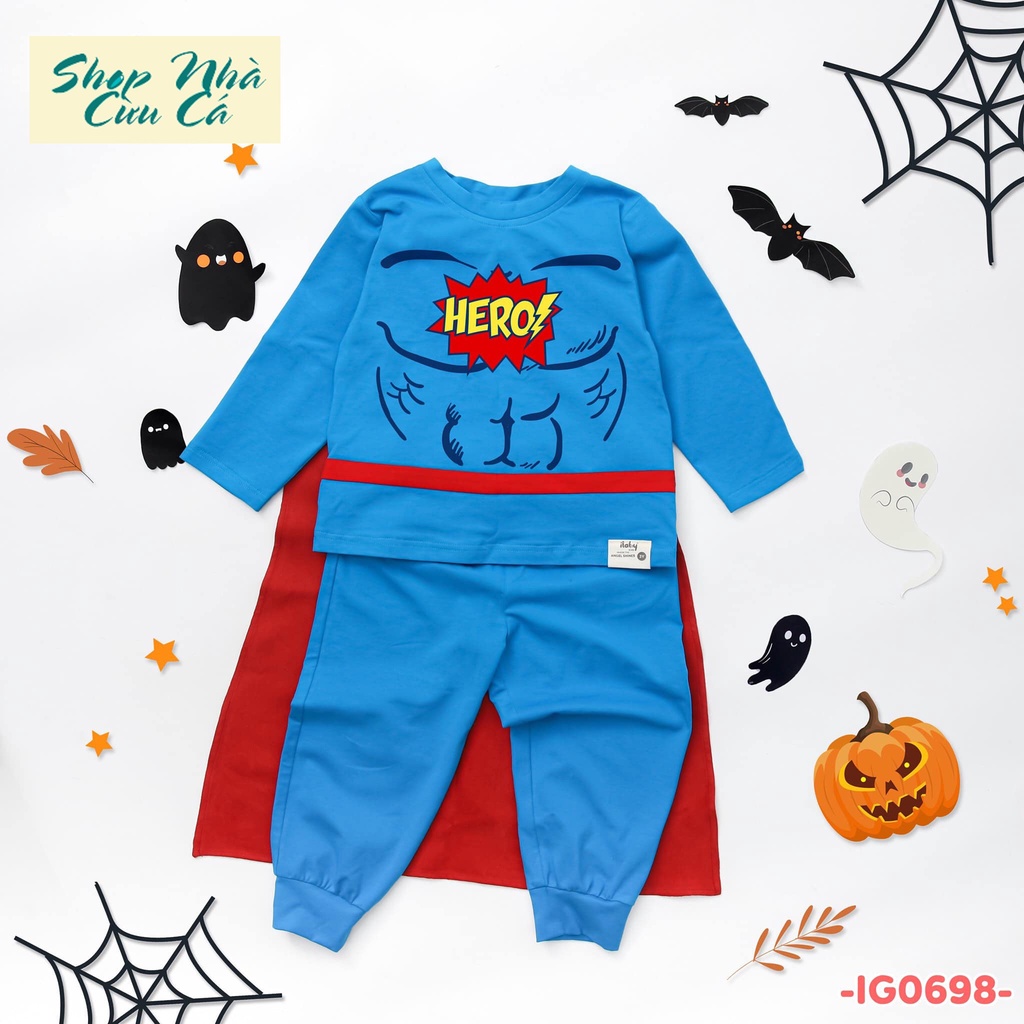 Bộ nỉ hoá trang thành superman trong dịp Halloween chất liệu mềm mại, an toàn với da bé