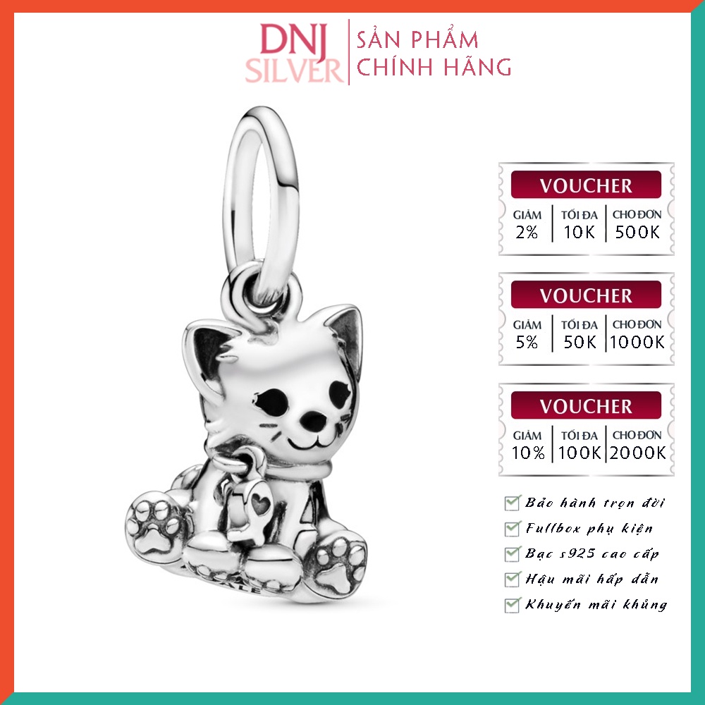 Charm bạc 925 cao cấp, hàng chuẩn bạc - Charm Kitty-Cat thích hợp để mix vòng tay charm - DN213