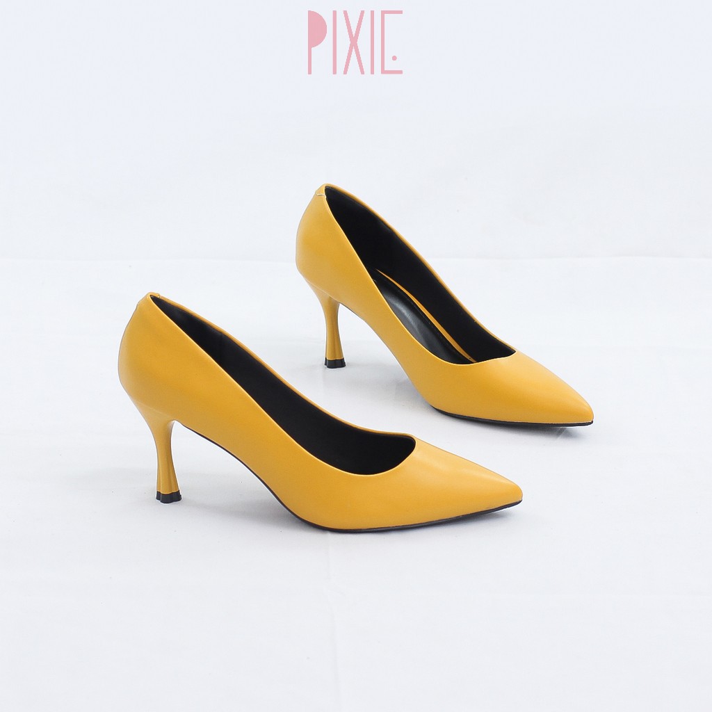 [THANH LÝ] Giày Cao Gót 7cm Basic Mũi Nhọn Êm Chân Màu Vàng Pixie X457 Xả Lỗ Vốn
