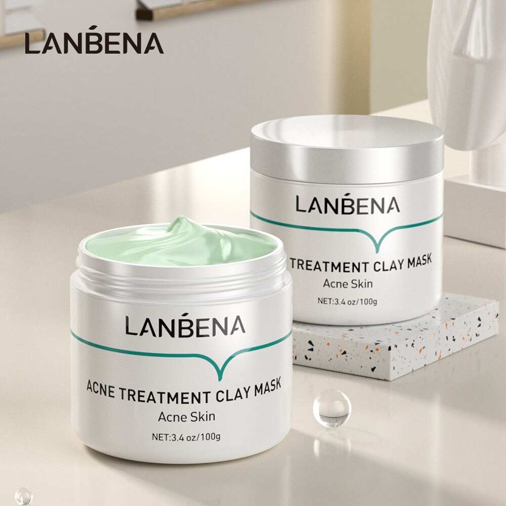 Mặt Nạ Đất Sét Giảm Mụn LANBENA 100g Giúp Làm Sạch Sâu / Kiềm Dầu / Thu Hẹp Lỗ Chân Lông