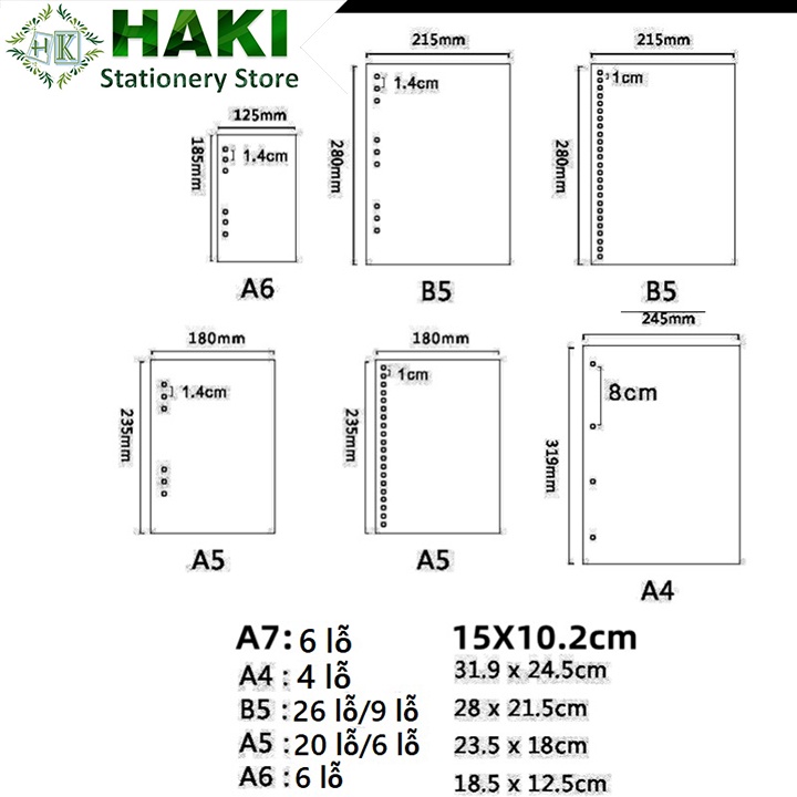 Bìa sổ còng A4 A5 B5 A6 A7 4 6 9 20 26 còng làm sổ planner bullet journal văn phòng phẩm