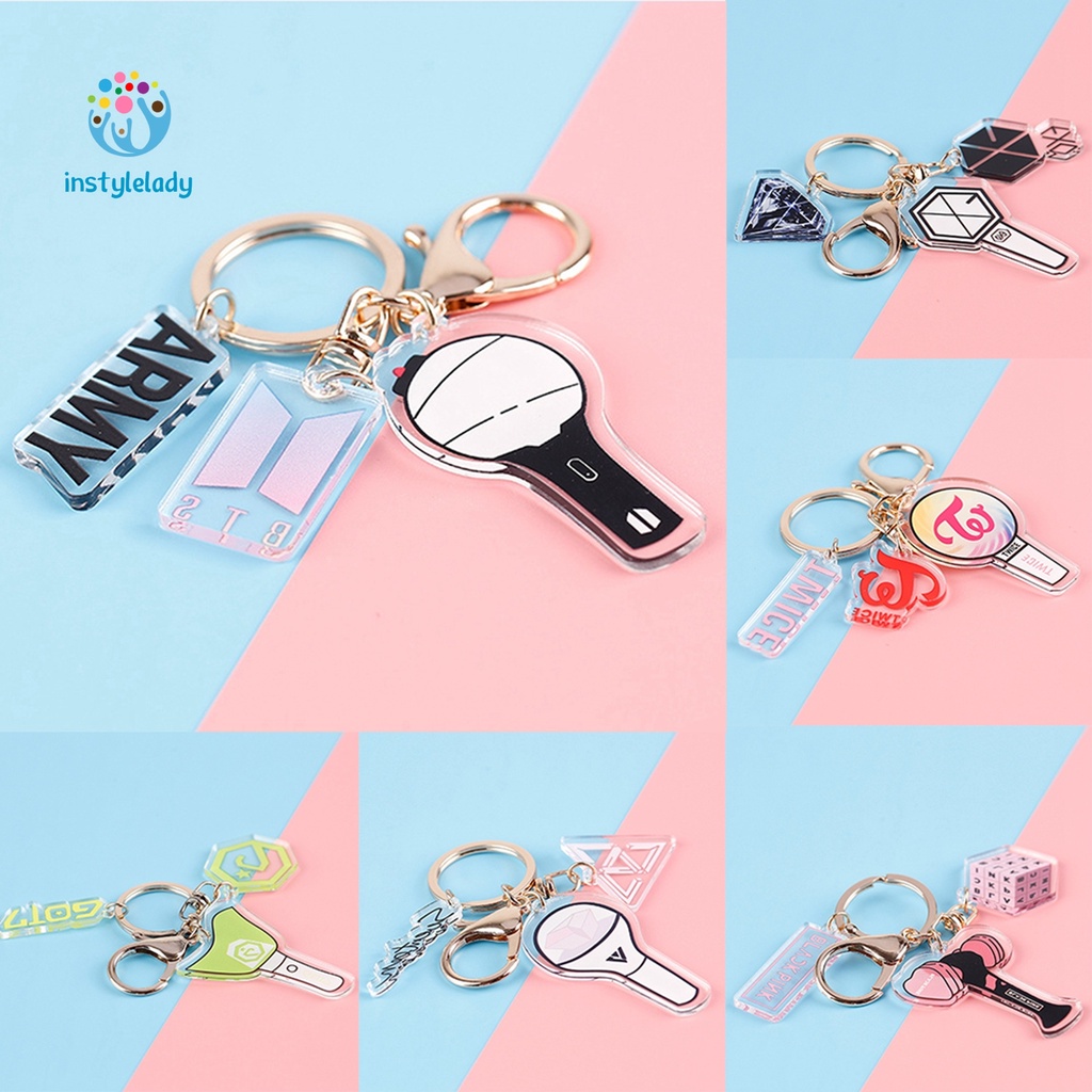 Móc chìa khóa hai mặt trong suốt sáng tạo chất liệu acrylic cho Fan Nhóm Nhạc Kpop Bts Exo Twice