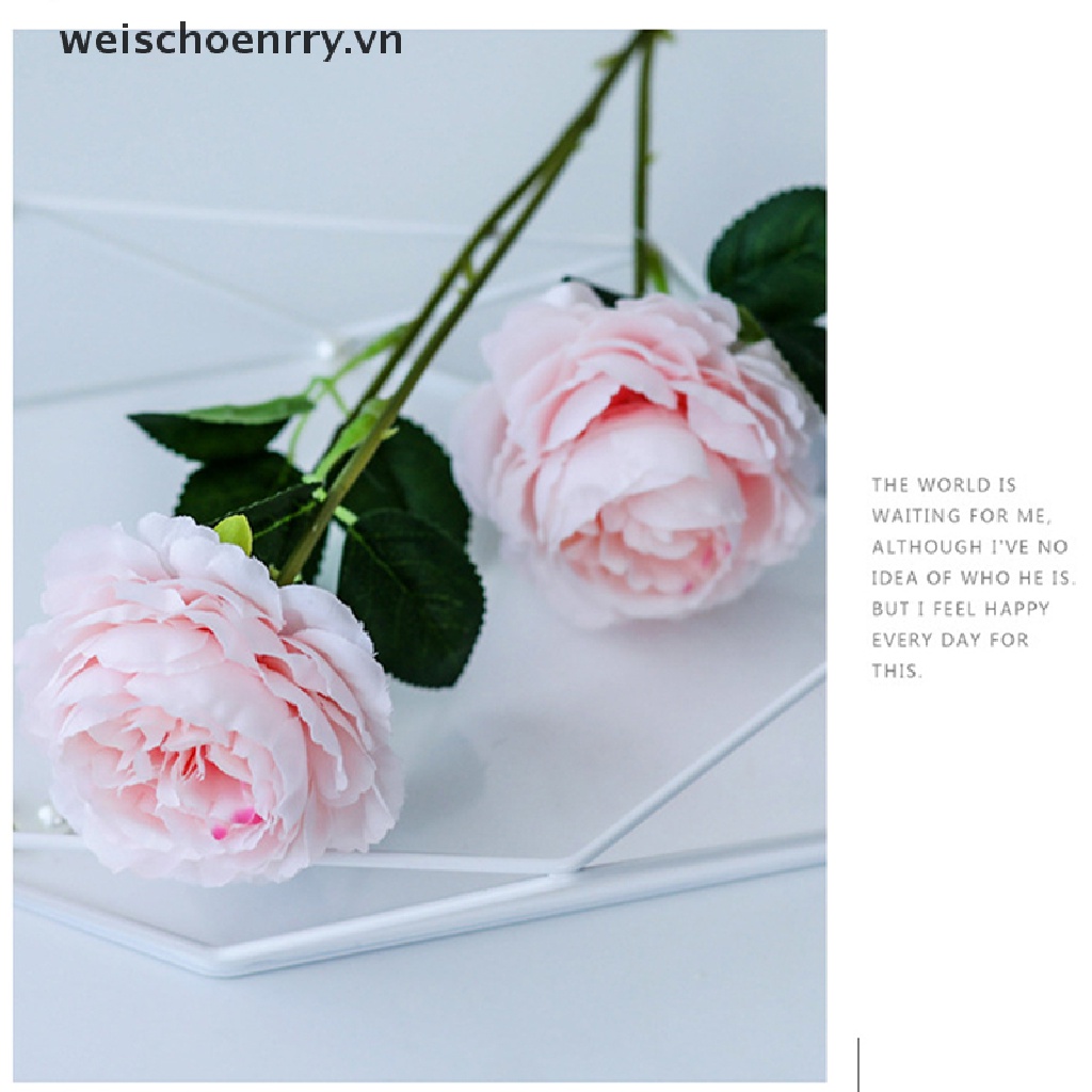 WW 3 Heads Rose European Silk Artificial Peony Flower For Home Wedding Wall Decors WW