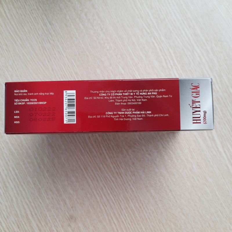 Cao HUYẾT GIÁC, Long Huyết - Hỗ trợ làm tan vết bầm tím, tụ máu, sưng đau do chấn thương va đập_Hộp 30 viên