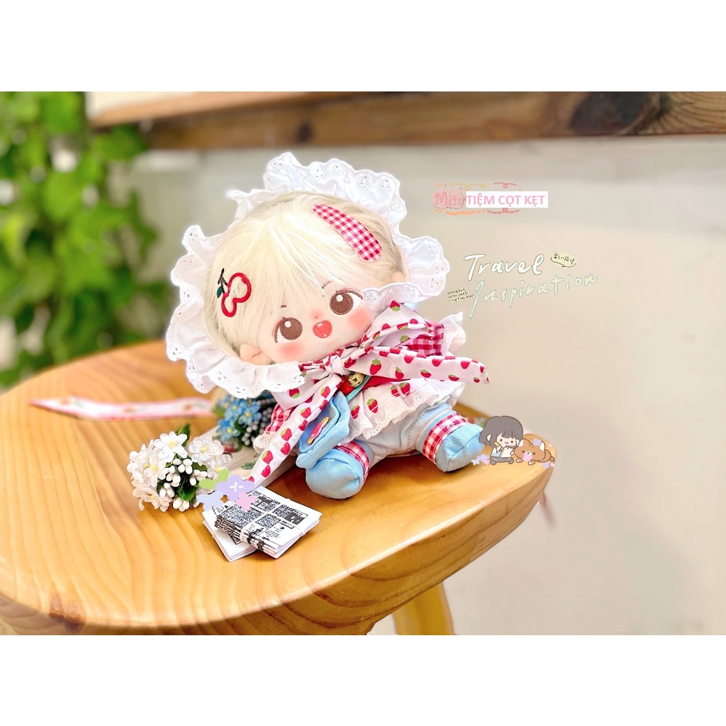 Bộ đồ Dâu mọng nướ cho bé doll 15cm 20cm