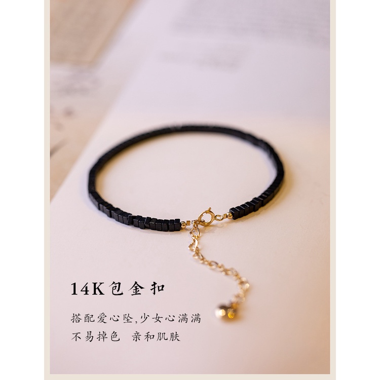 [Hàng Mới Về] Vòng Tay Đính Đá Đen Phong Cách Retro Cá Tính Thời Trang Mùa Hè