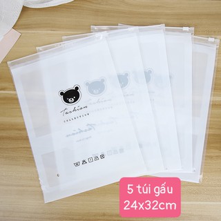 Combo 5 túi zip đựng quần áo, đựng đồ sạch HÌNH GẤU ĐEN và HỒNG HẠC dễ thương