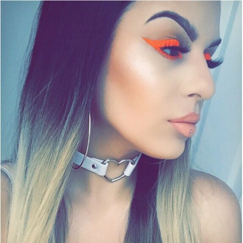 Vòng cổ choker da PU mặt trái tim phong cách gothic cho nữ