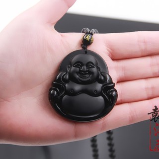 Dây chuyền phong thủy phật Di Lặc đá Obsiban