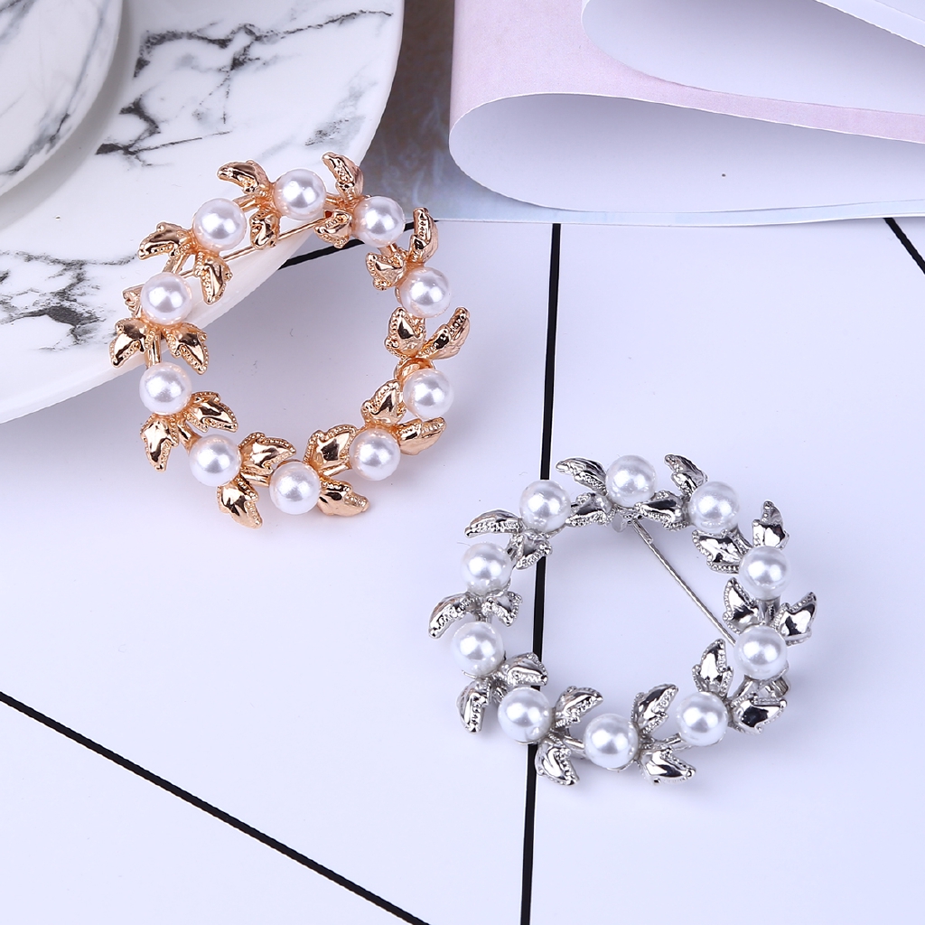 Ghim Cài Áo Hình Vòng Hoa Đính Đá Nhân Tạo Thời Trang Cho Nữ