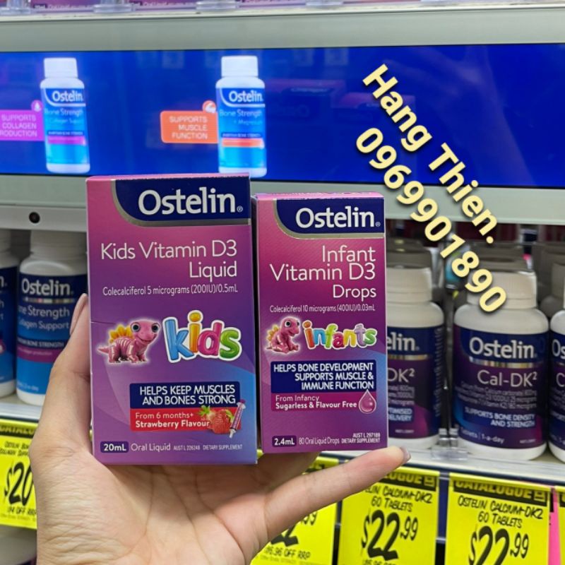 (Đủ bill) Ostelin Vitamin D Kids Liquid hộp 20 ml của Úc