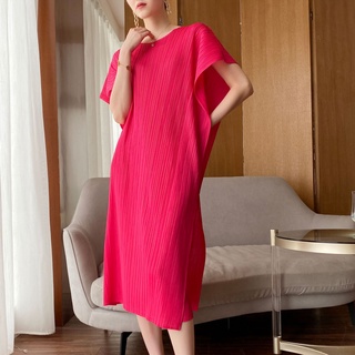 Đầm nữ xếp ly dáng rộng size lớn phong cách nữ thần issey miyake chất lượng cao