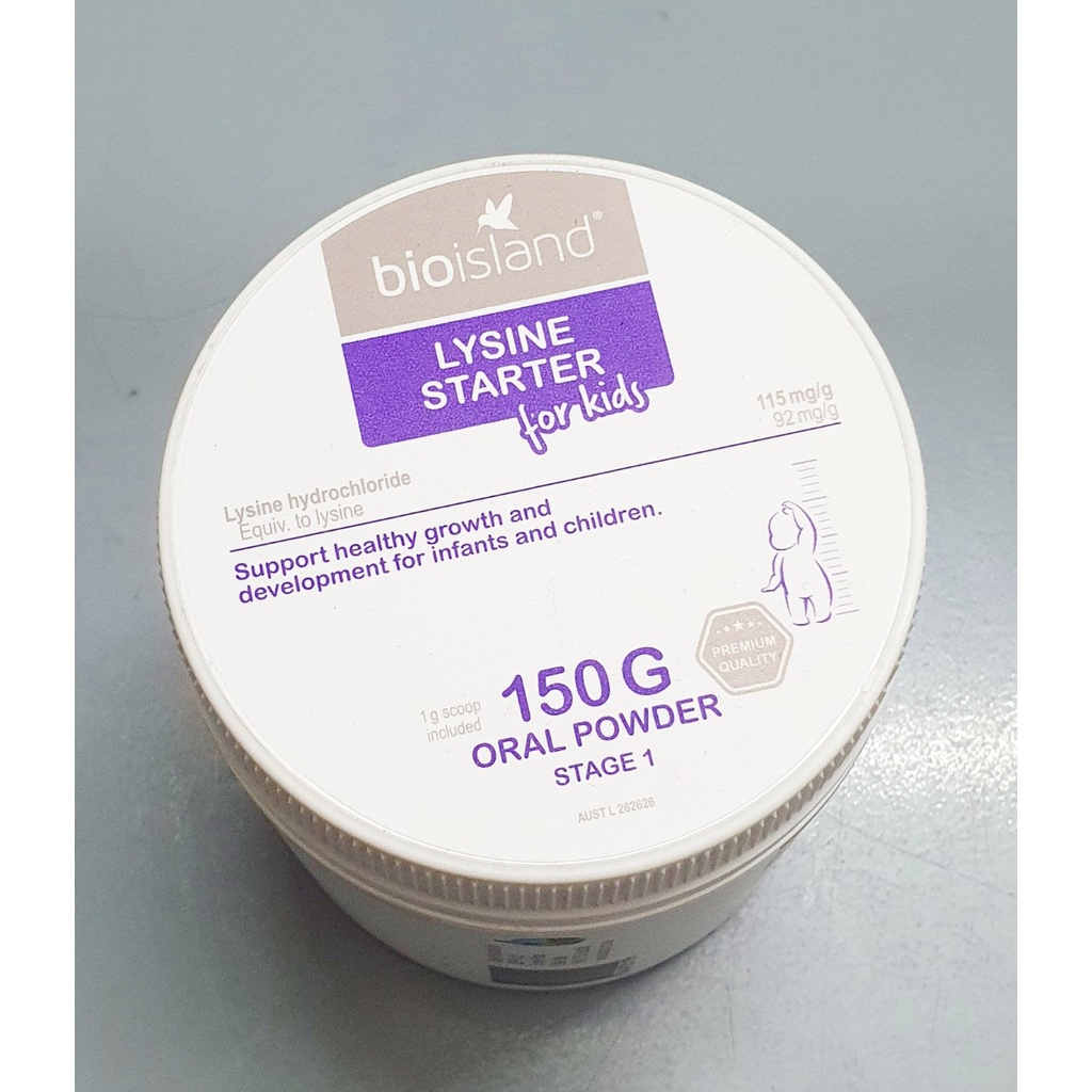 Tăng Chiều Cao Cho Bé Lysine For Kids hãng Bio Island Úc hộp bột 150 gram (0-5 tuổi) và chai 60 viên (trên 6 tuổi)