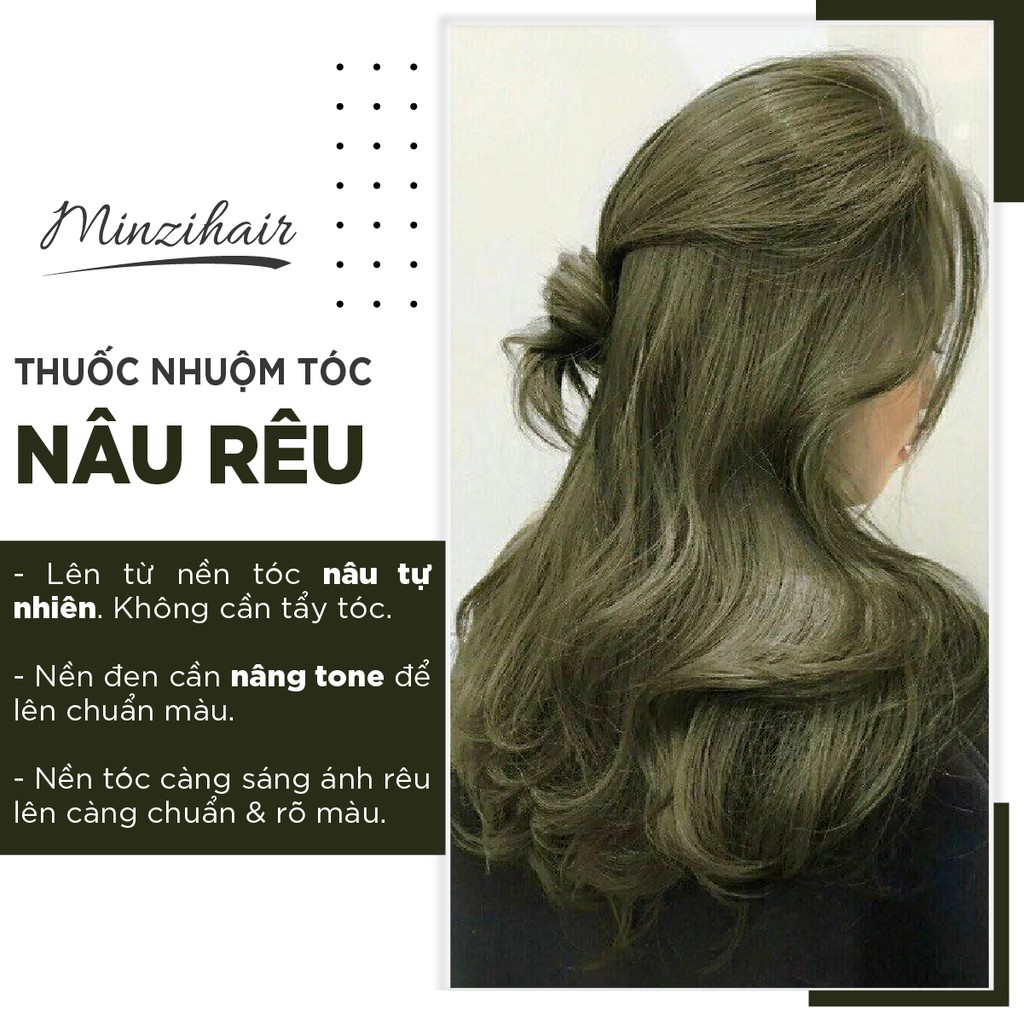 Thuốc Nhuộm Tóc Nâu Rêu | Lên Từ Nền Tóc Nâu - Thuốc nhuộm tóc Minzihair