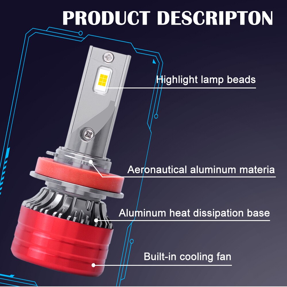 2 Đèn Pha LED Siêu Sáng 30000LM H7 H4 H1 H8 H11 H3 HB3 9005 HB4 9006 110W 6500K Cho Xe Hơi