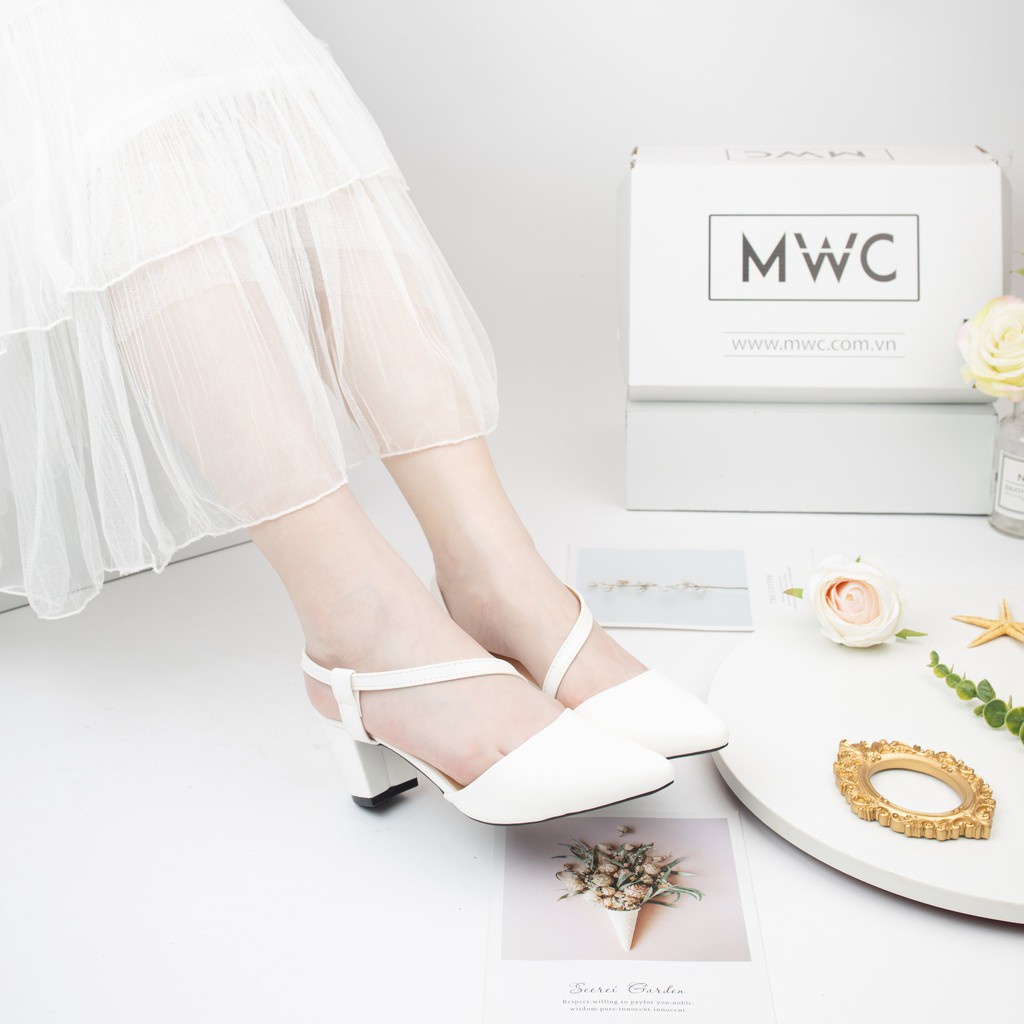 Giày Sandal Cao Gót Đế Vuông 5CM Quai Chéo Siêu Xinh MWC 3593