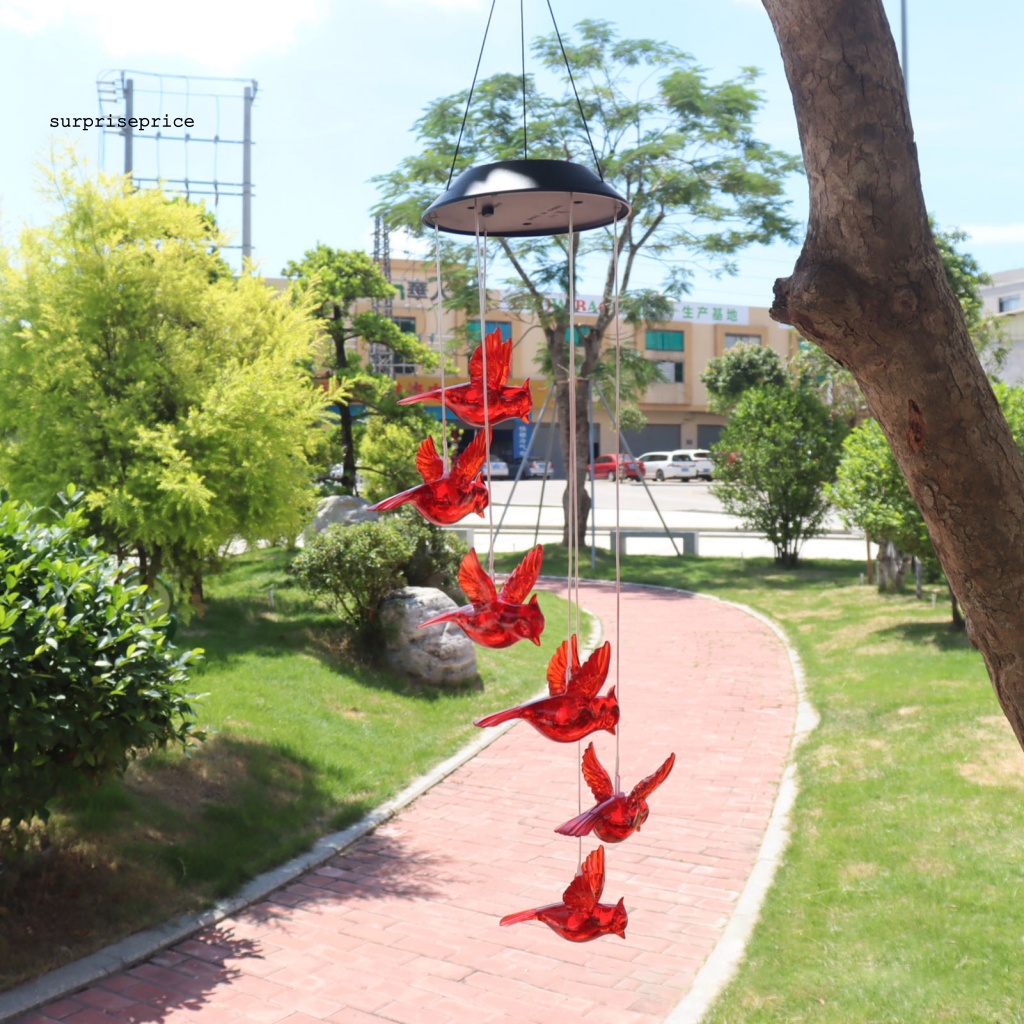 Chuông Gió Có Đèn LED Năng Lượng Mặt Trời Hình Chú Chim Độc Đáo Trang Trí Nhà Cửa / SPA