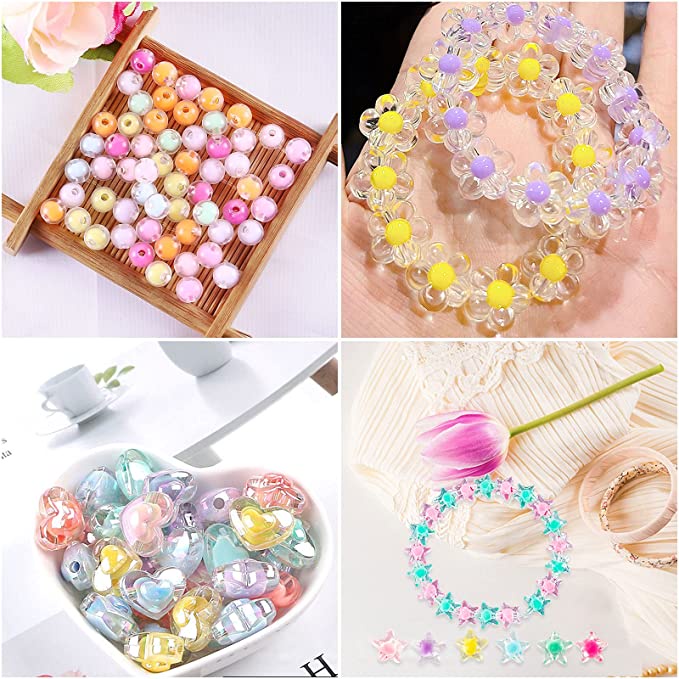 Túi 20 Hạt Nhựa Hình Bông Hoa Trong Suốt Nhiều Màu Sắc Dùng Làm Trang Sức DIY