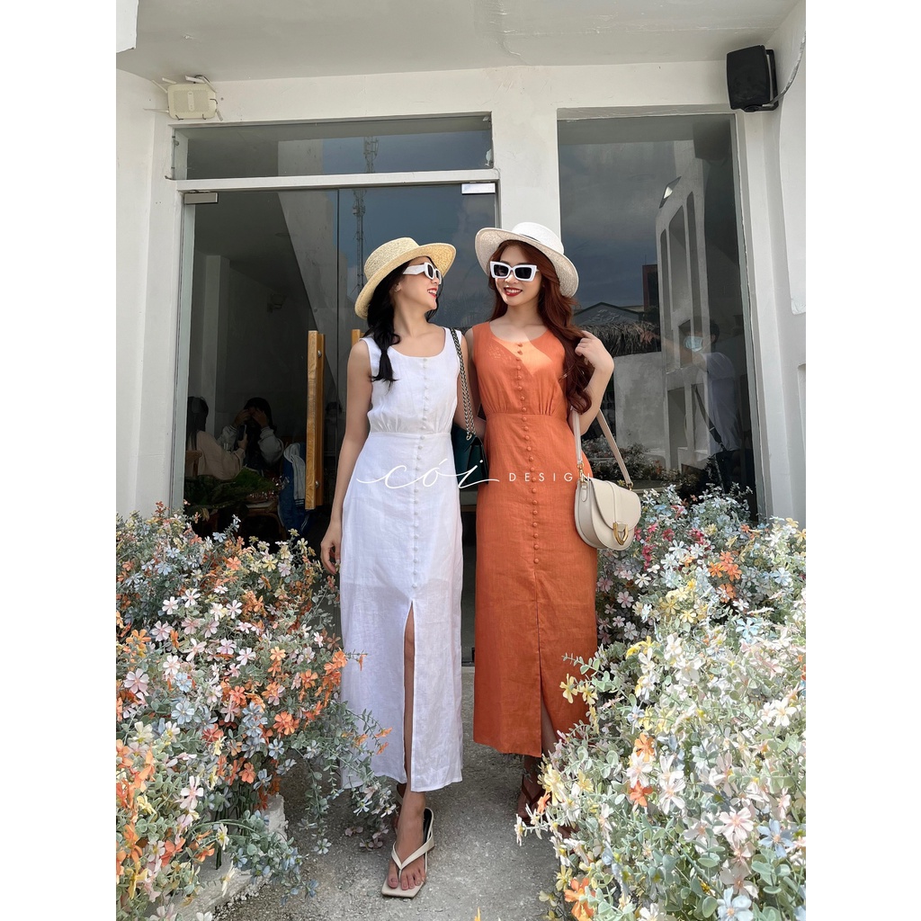 Đầm linen nút bọc Cói Design