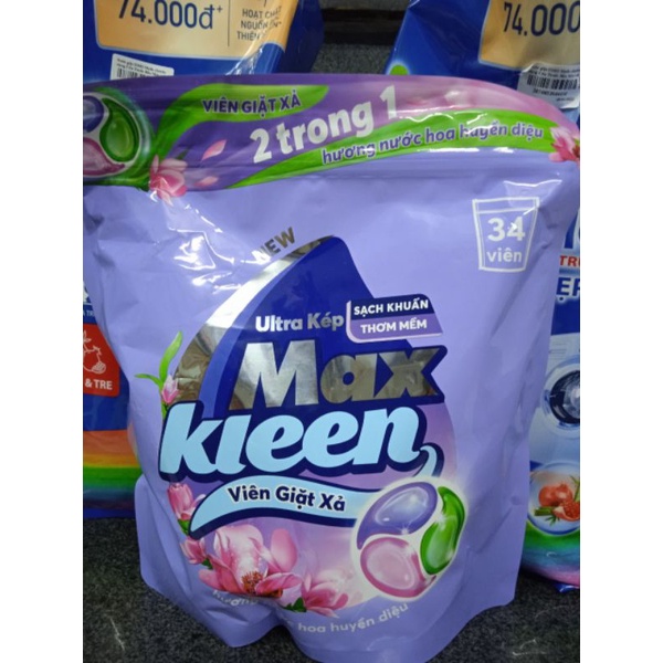 Viên giặt xả 2 trong 1 Maxkleen- Túi 34 viên