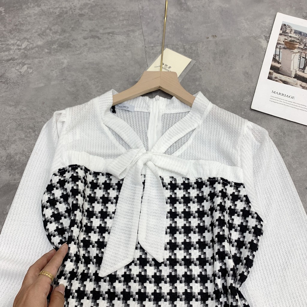 Đầm nữ đẹp, chất xốp họa tiết caro phối tay voan xinh xắn, kiểu dáng trẻ trung, chất vải đẹp, đường may kỹ | BigBuy360 - bigbuy360.vn