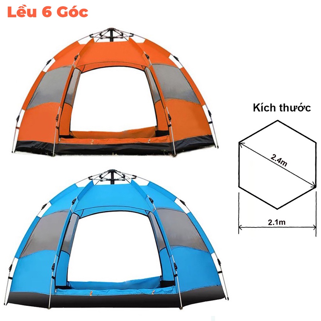 Lều cắm trại, lều du lịch dã ngoại tự bung dành cho 4-6 người, chống thấm nước, chống tia bức xạ uv, thông gió mát mẻ