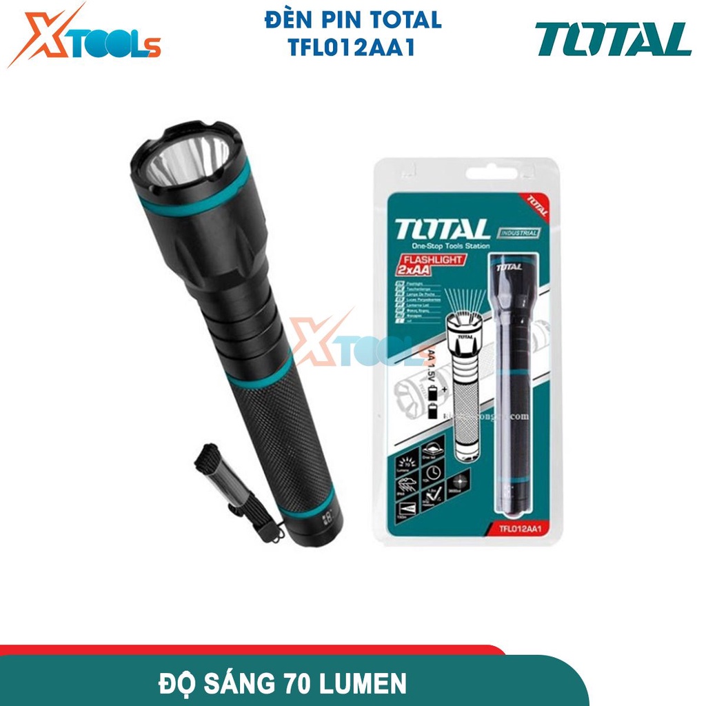 Đèn pin TOTAL công suất từ 1W - 3W, vỏ hợp kim nhôm siêu bền tuổi thọ đèn pin 100000h KHÔNG KÈM PIN [CHÍNH HÃNG][XTOOLS]