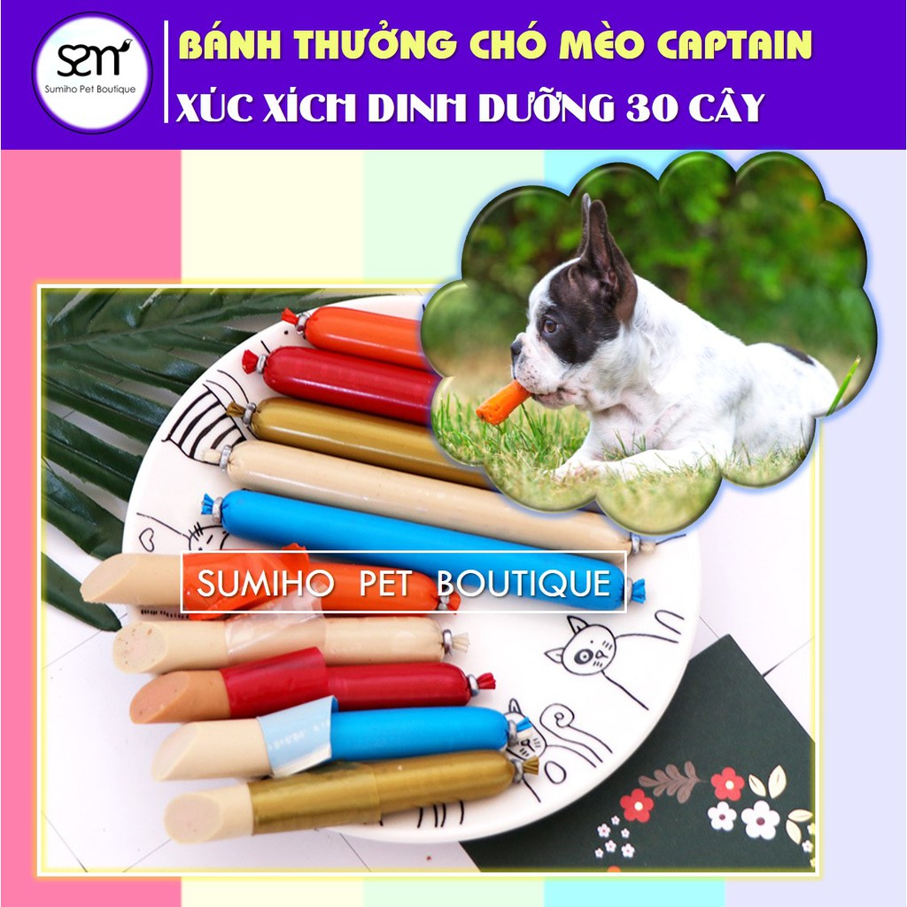 Xúc xích cho chó mèo Captain bịch 30 cây (500gr)