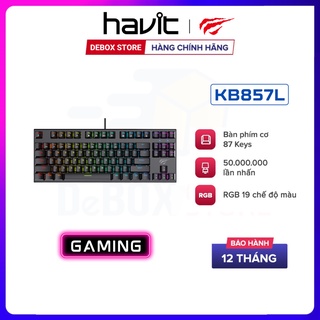 【Giao hàng nhanh】Bàn Phím Cơ Gaming HAVIT KB857L, 87 Keys, 19 Chế Độ RGB, Tuổi Thọ Phím 50.000.000 Lần - Chính Hãng