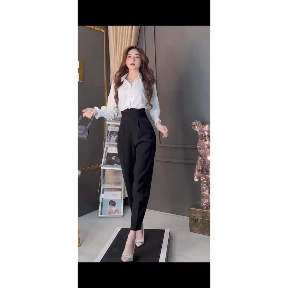 Quần tây nữ lưng cao đi học DOLOXI cạp V vải ruby Q109