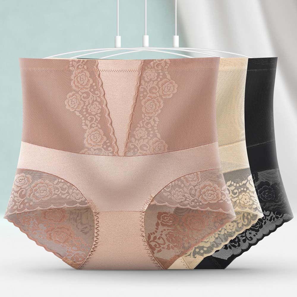 Quần Lót Mềm Eo Cao Co Giãn Thêu Hoa Kiểu Hàn Quốc Gợi Cảm Thoáng Khí Cho Nữ