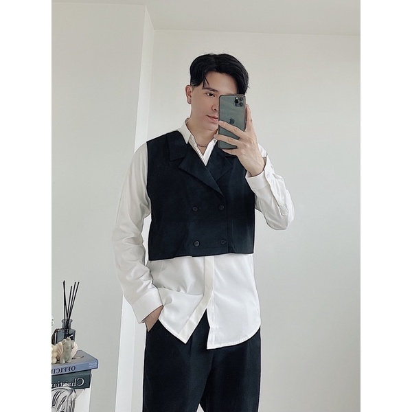 Sơ mi trắng phối đen đẹp