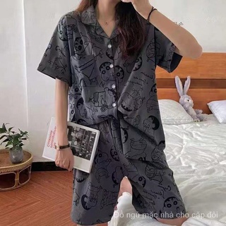 Bộ Đồ Ngủ Tay Ngắn In Hình Gấu Dễ Thương Thời Trang Mùa Hè Cho Nữ Co43 2021