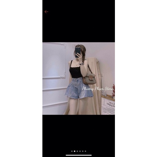 Quần shorts jeans, Quần váy bò chữ A xoè pha viền hàng loại 1 LY alohashop91