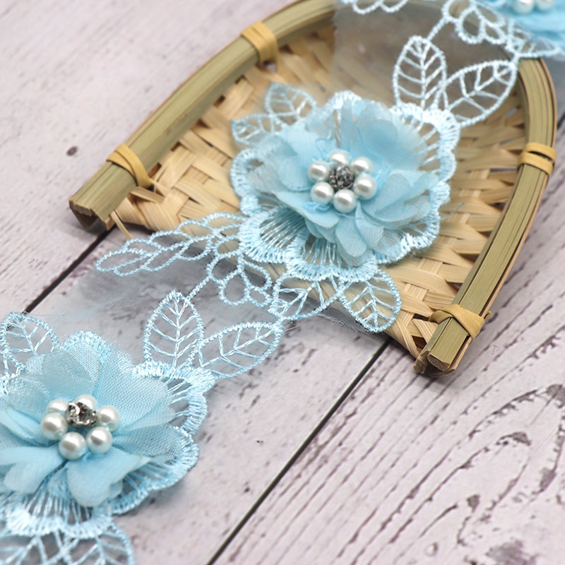 Set 10 Dải Ren Hoa Đính Ngọc Trai Giả Dùng Trang Trí Đám Cưới