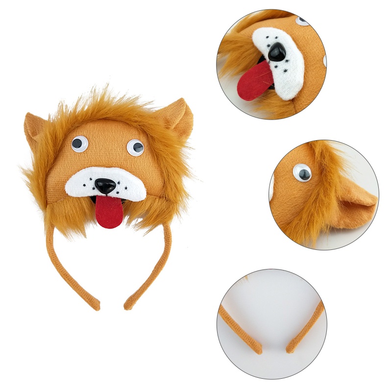 Băng Đô Cài Tóc Vải Lông Hình Sư Tử Hoạt Hình Thời Trang Đường Phố Tập Trung