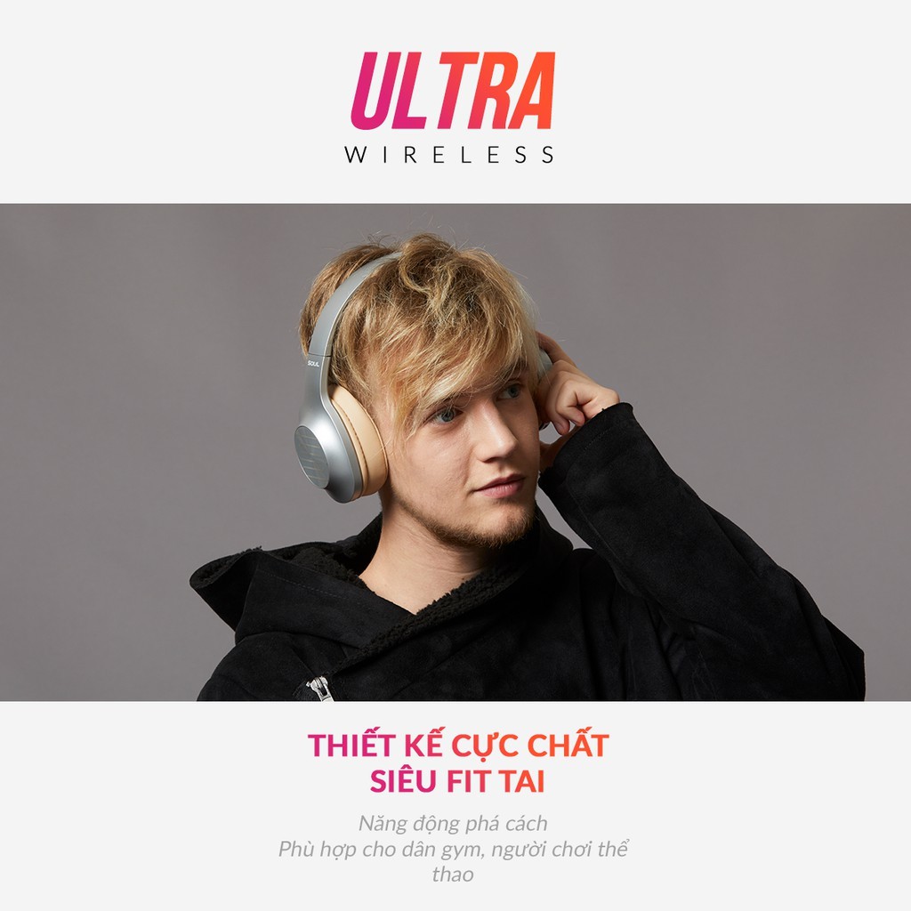 Tai Nghe Bluetooth Headphone Soul Ultra Wireless Âm Bass Điện Tử, BT 5.0, Nghe Đến 36H - Chính Hãng BH 12 Tháng Dizigear