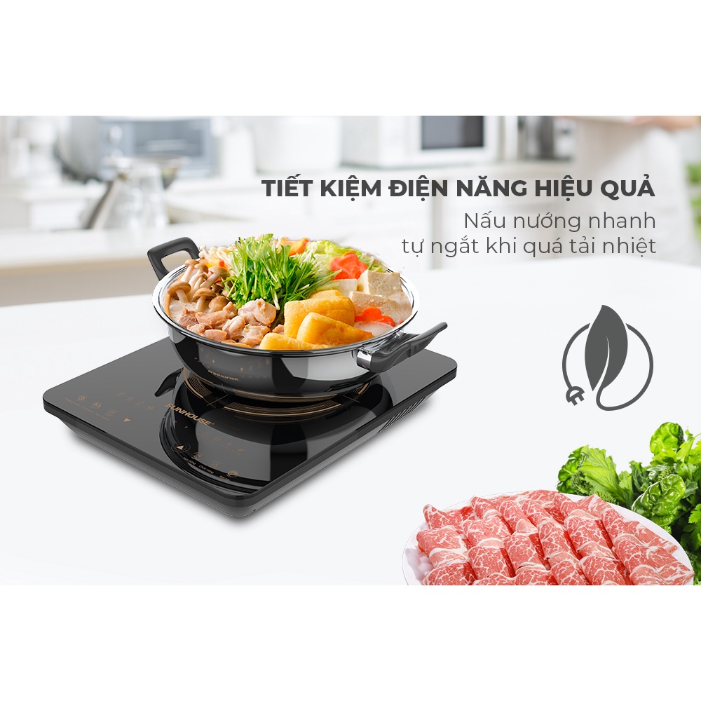 Bếp từ đơn Sunhouse cảm ứng mặt kính cường lực có khóa trẻ em - HAPOS